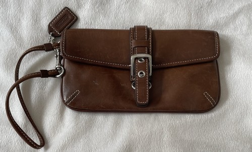 Coach brown leather wristlet - coach-brown,